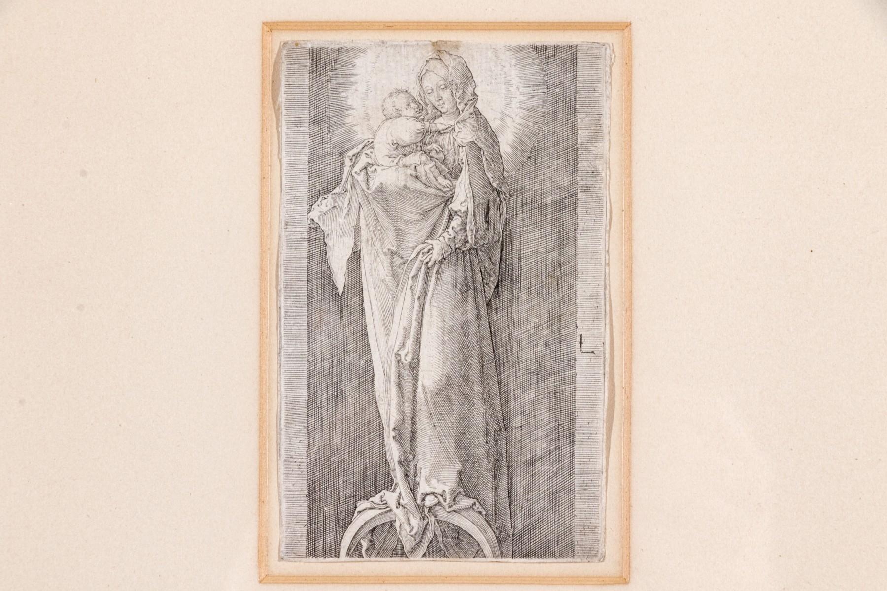 Virgin and Child on a Crescent - Dutch School Print by Lucas van Leyden