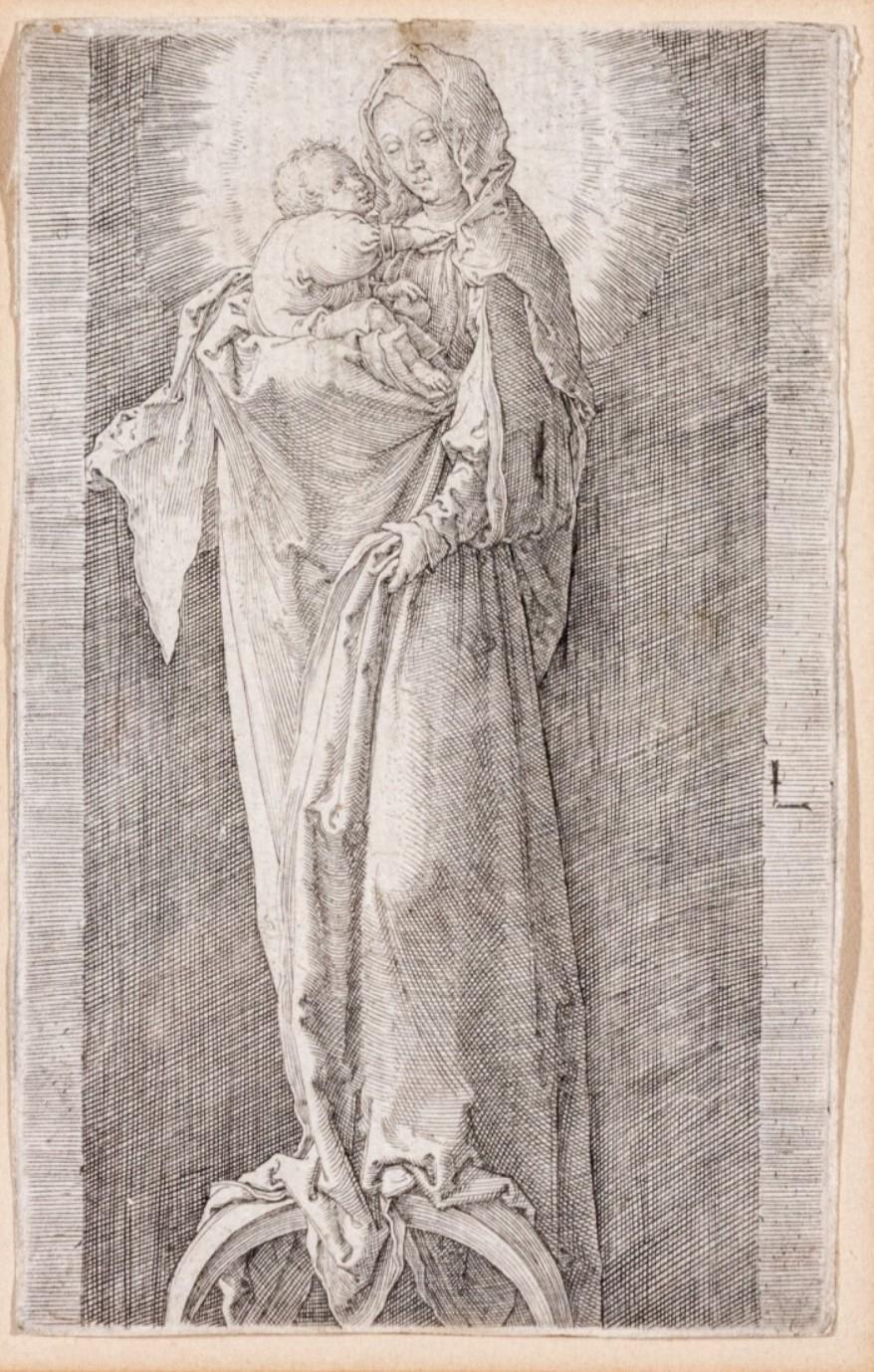 Virgin and Child on a Crescent - Print by Lucas van Leyden