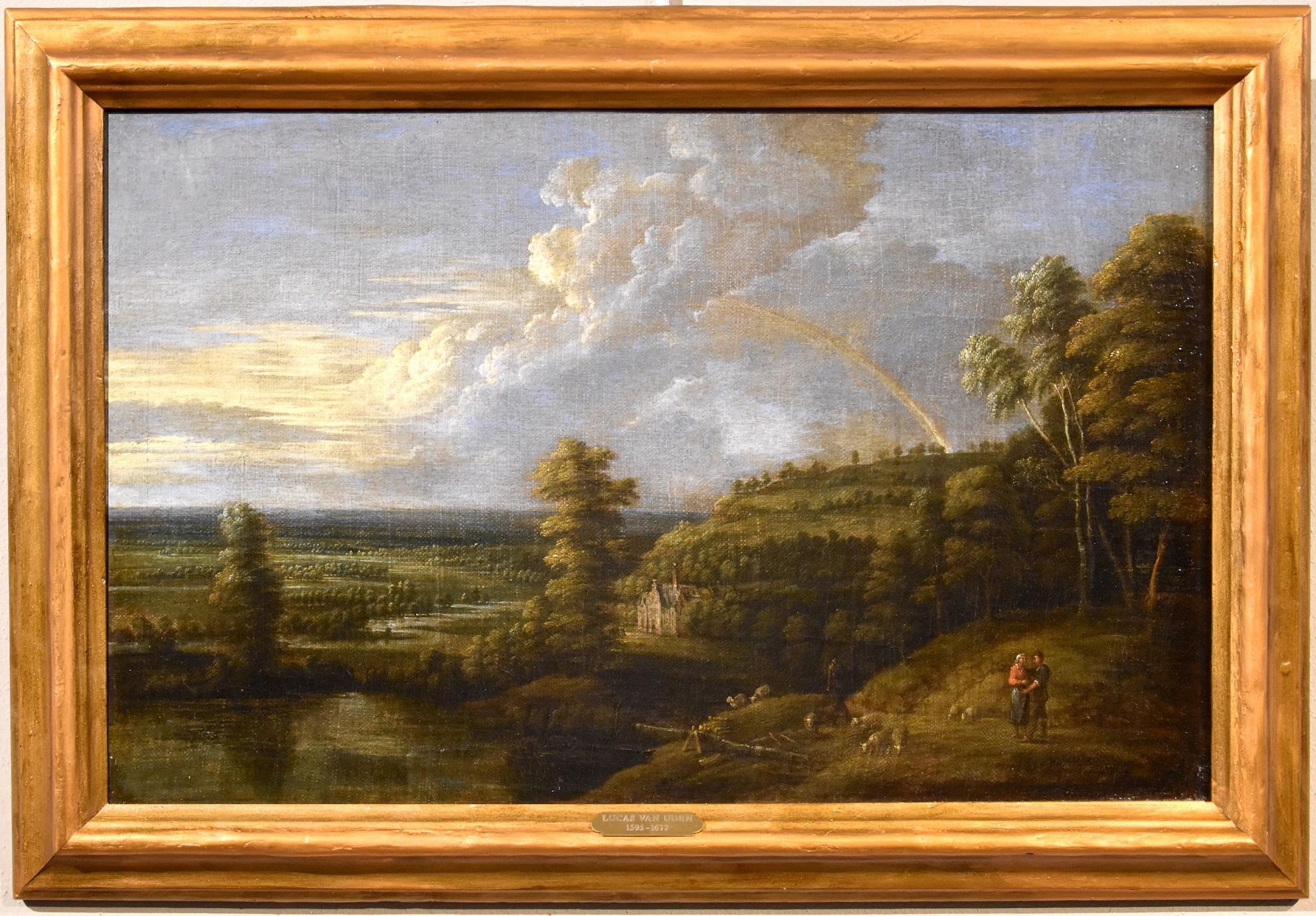 Van Uden Landscapes Paint Oil on canvas Old master 17th Century Flemish Wood Art - Painting by Lucas Van Uden (Antwerp 1595 - Antwerp 1672)