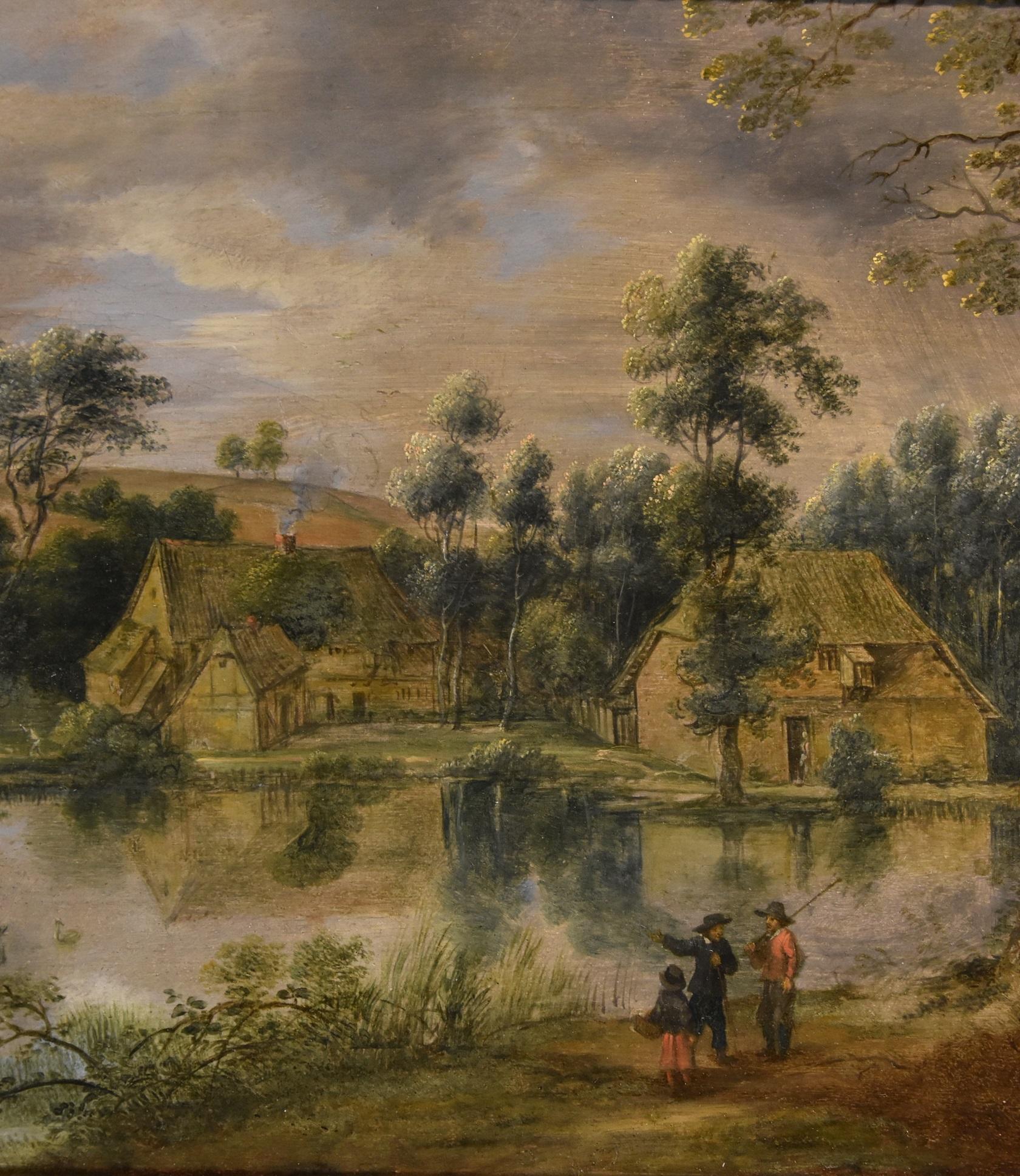 Van Uden Landscape Paint Oil on table 17th Century Flemish school Old master Art For Sale 1