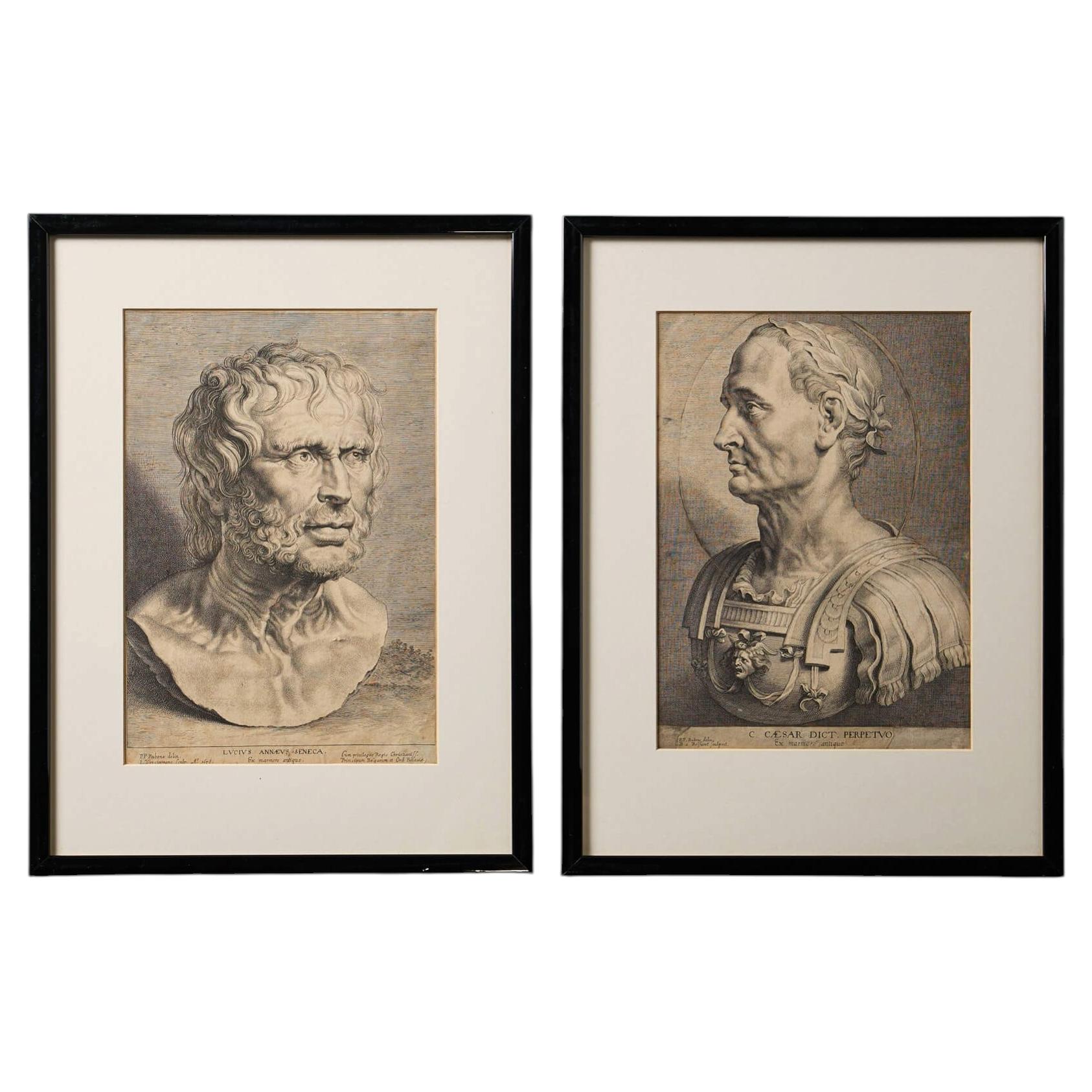 Lucas Vorsterman et Boetius à Bolswert : gravures représentant Sénèque et Jules César en vente