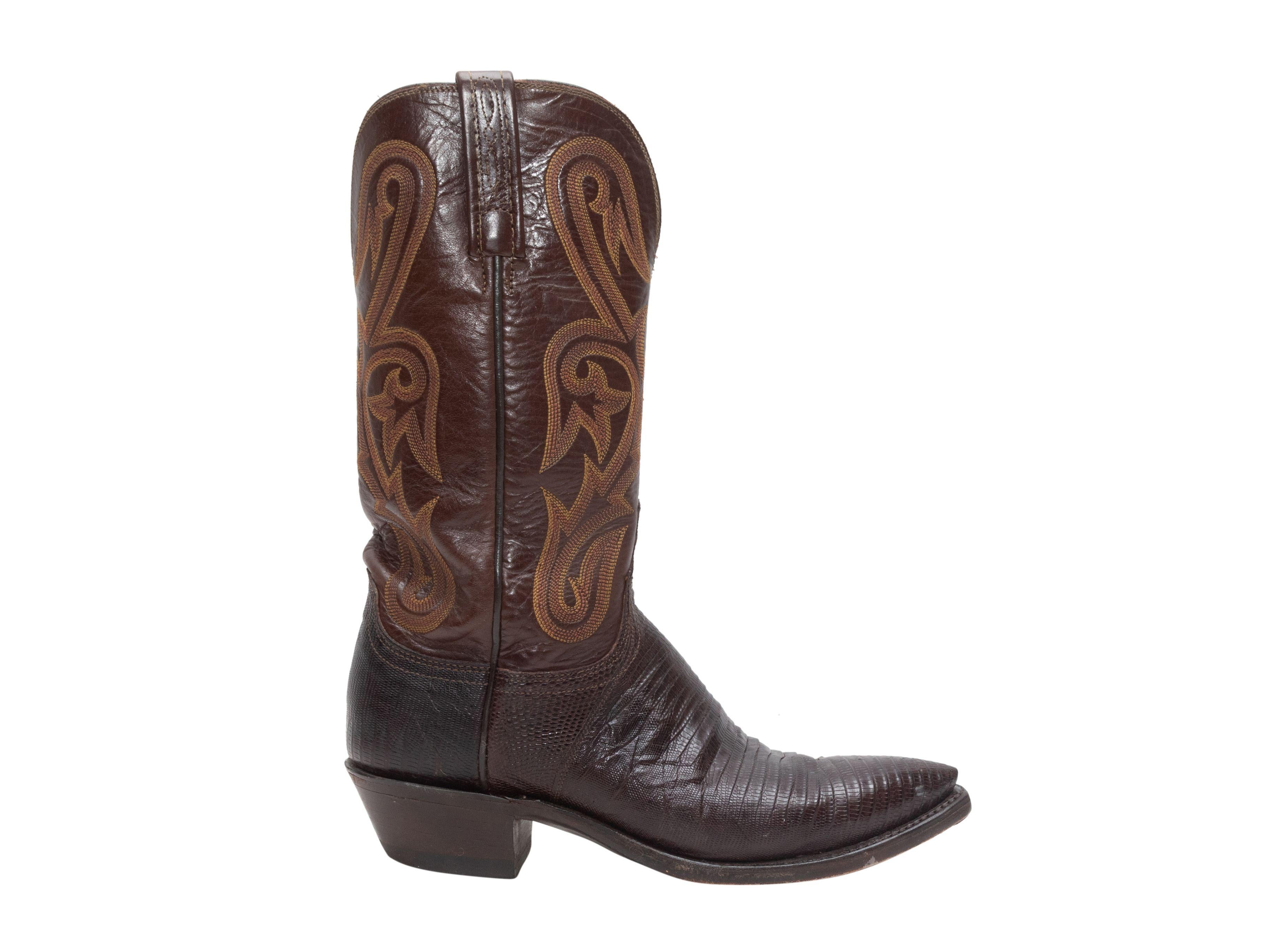 Men's Lucchese Brown Leather & Lizard Skin Cowboy Boots