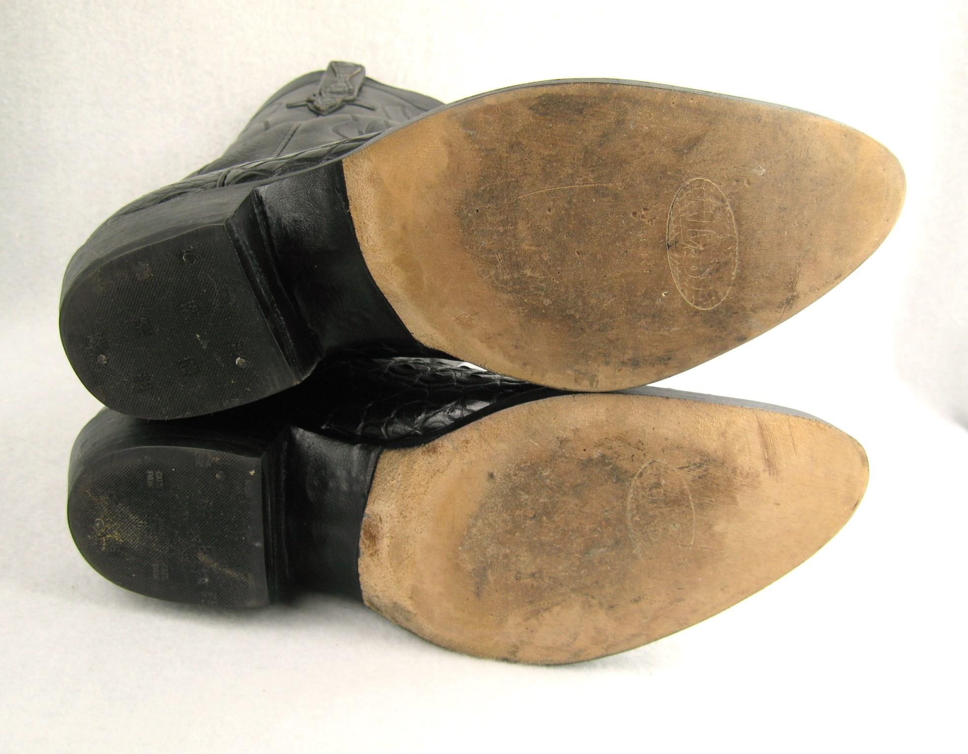 Lucchese Cowboy boots Handmade Horned Back Alligator - Black 10 D  For Sale 4