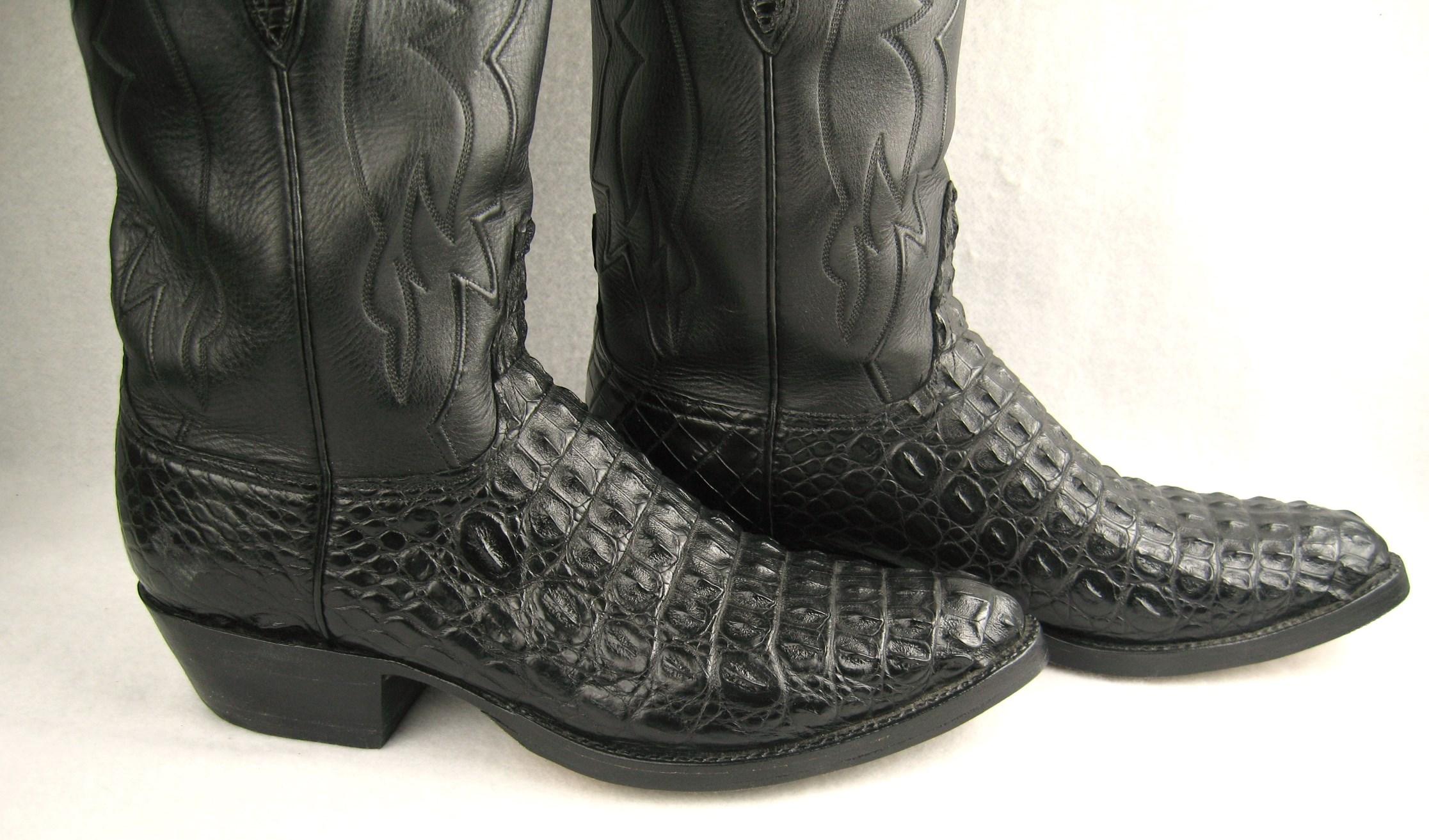 Lucchese Cowboy boots Handmade Horned Back Alligator - Black 10 D  Unisexe en vente