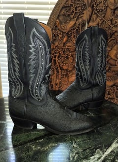 Lucchese Exotic Elephant Handmade Black 10.5 D Mens Western Cowboy Boots