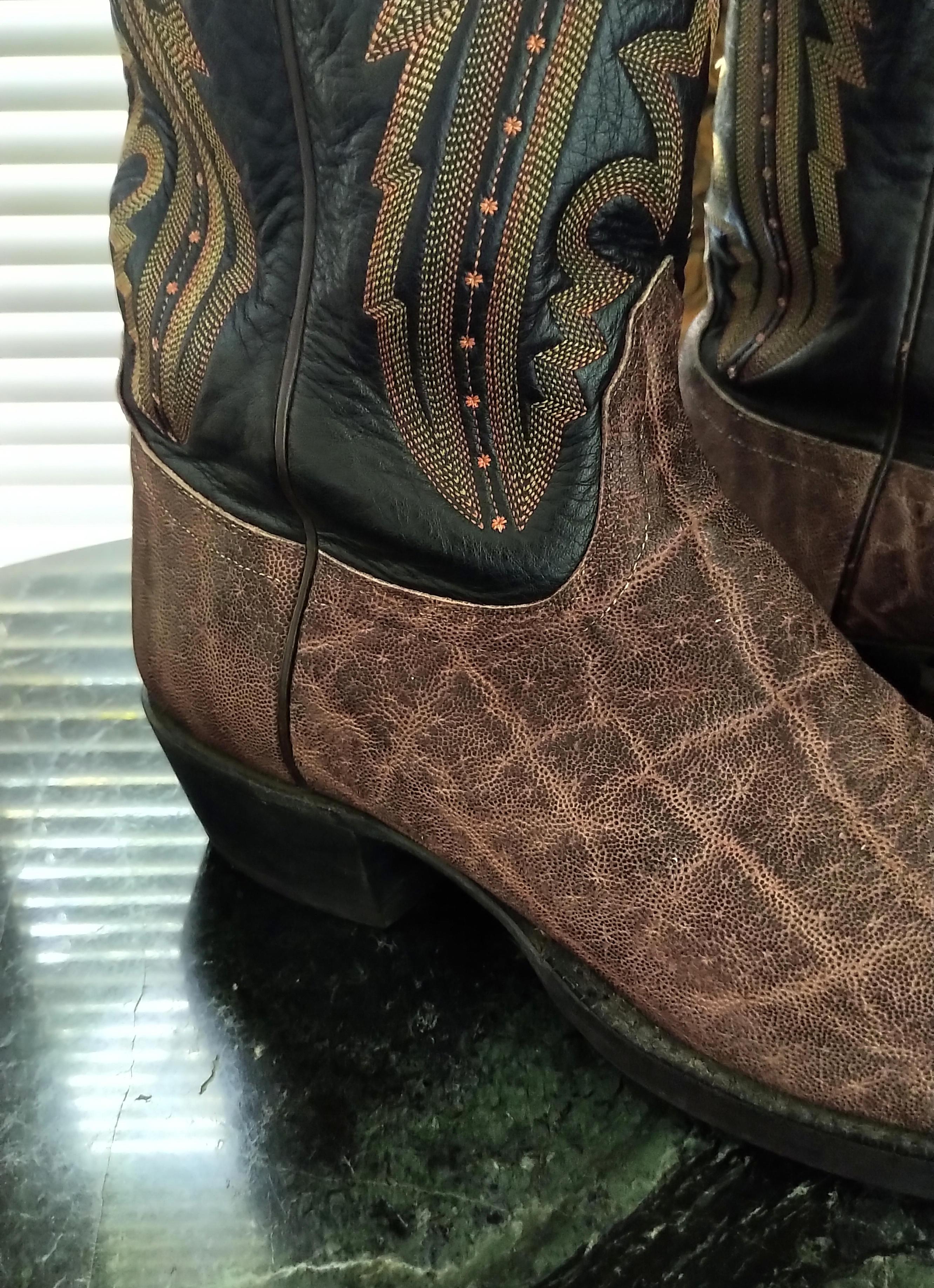Men's Lucchese Exotic Elephant Handmade Tobacco 10.5 D Mens Western Cowboy Boots For Sale