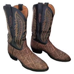 Lucchese Exotic Elephant Handmade Tobacco 10.5 D Mens Western Cowboy Boots