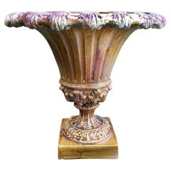 Lucchese Vase Late 19th Century in Majolicated Terracotta