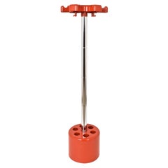 Lucchi and Orlandini Steel and Red Plastic Italian Coat Stand for Velca, 1970s
