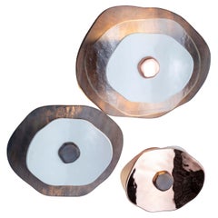 Wall light 3 flowers with petals in clear, bronze and black glass