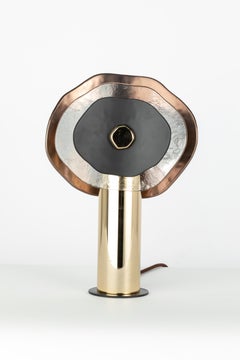 Modern flower table light with transparent, bronze and black glass petals