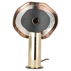 Modern flower table light with transparent, bronze and black glass petals