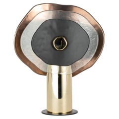 Modern flower table light with transparent, bronze and black glass petals