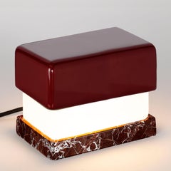 Small modern table light, marble base and pastel canopy BORDEAUX