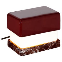 Lámpara de mesa moderna pequeña, base de mármol y dosel pastel BORDEAUX