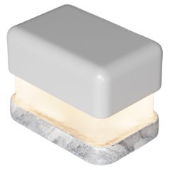 Lámpara de mesa moderna pequeña, base de mármol y dosel pastel GRIS