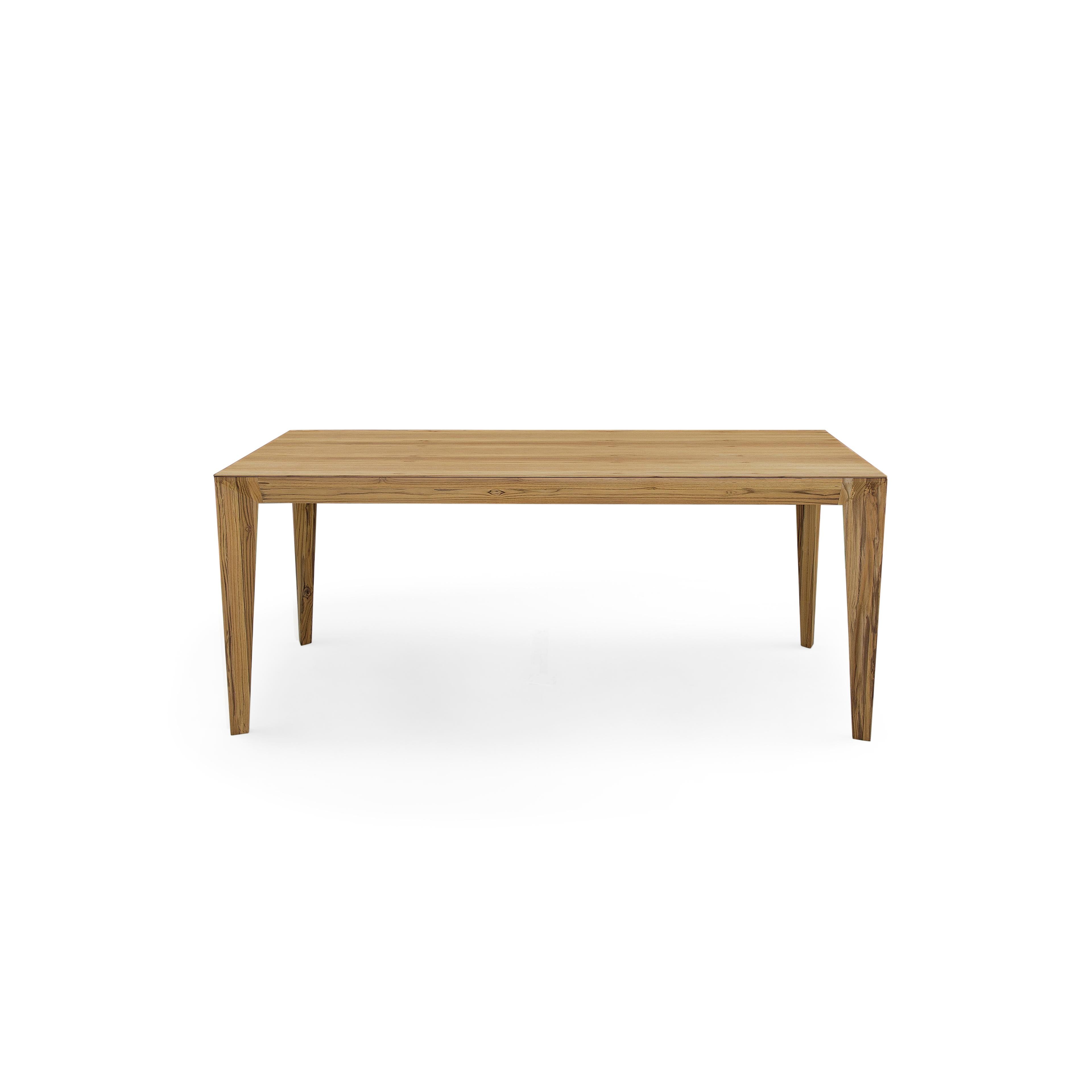Luce Rectangular Dining Table with a Teak Wood Finish Veneered Table Top 95'' For Sale 4