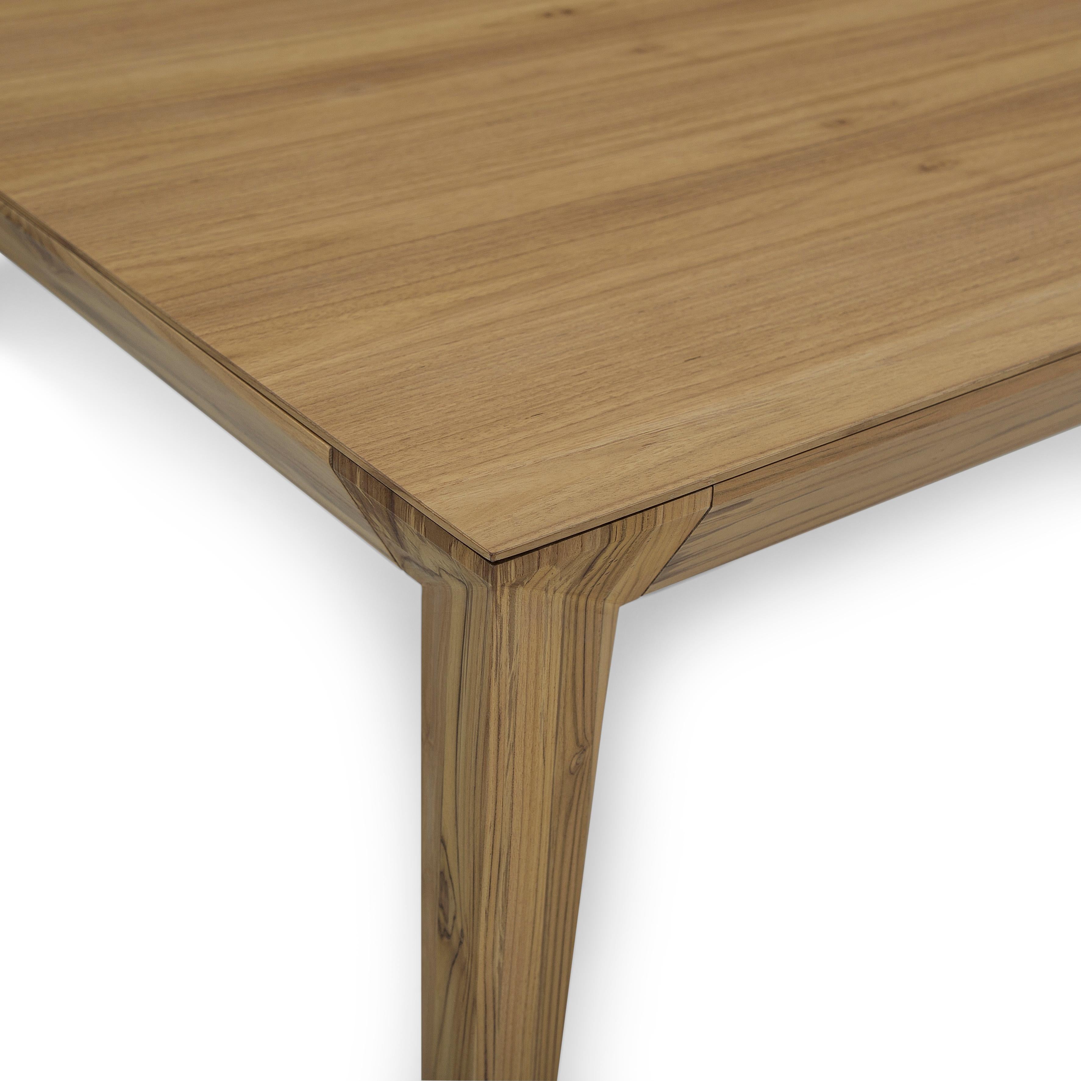 Luce Rectangular Dining Table with a Teak Wood Finish Veneered Table Top 95'' For Sale 1