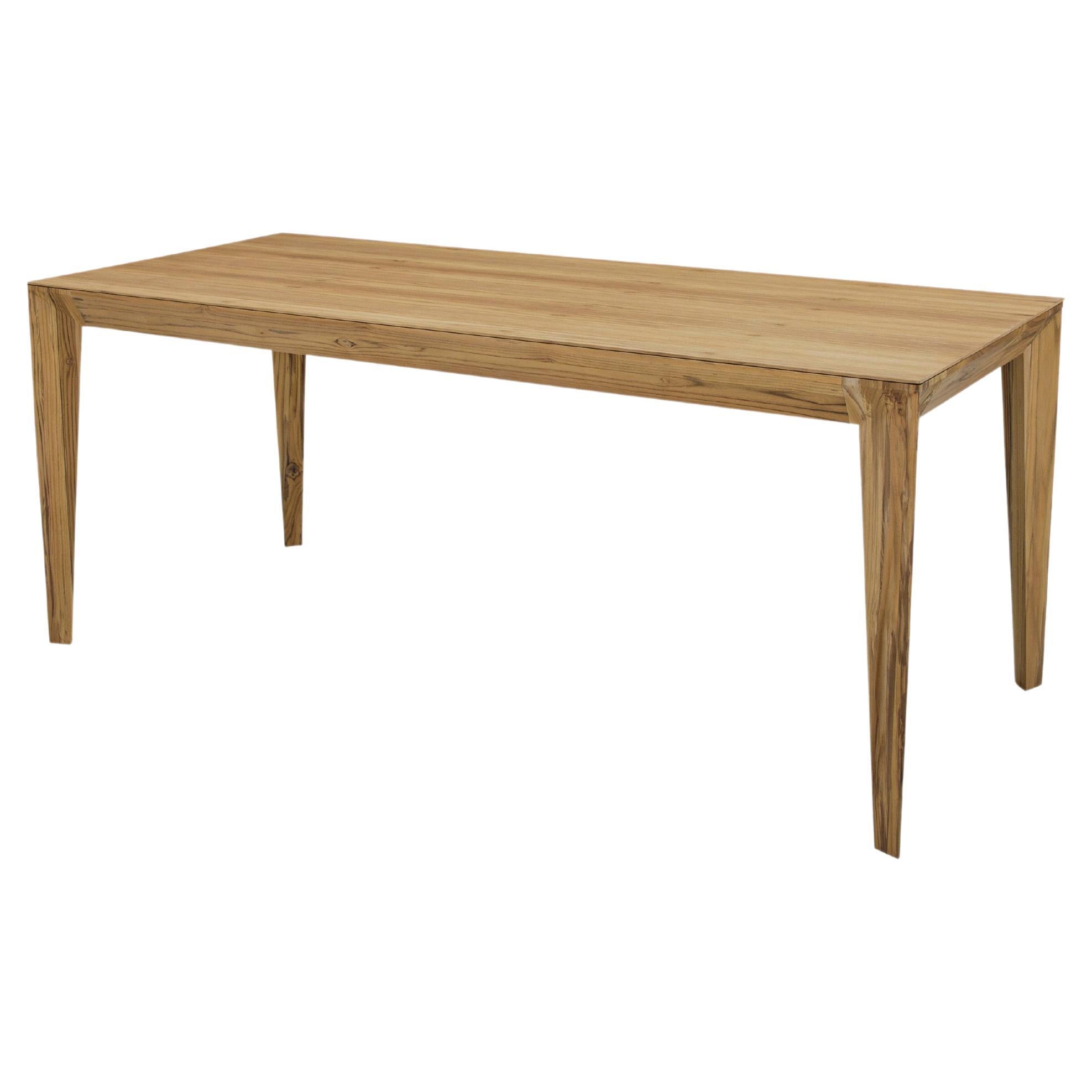 Luce Rectangular Dining Table with a Teak Wood Finish Veneered Table Top 95''