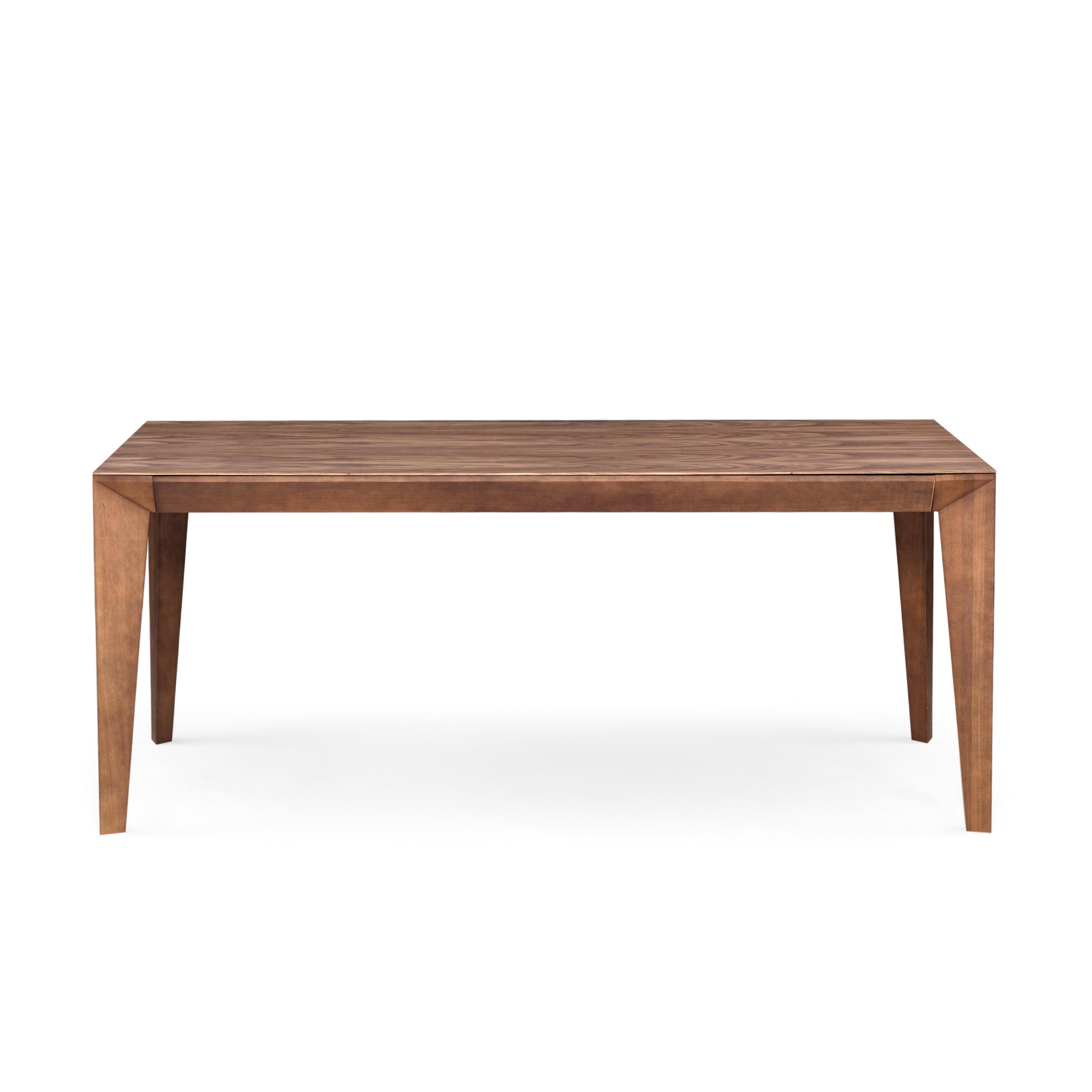 Brazilian Luce Rectangular Dining Table with a Walnut Wood Veneered Table Top 71'' For Sale