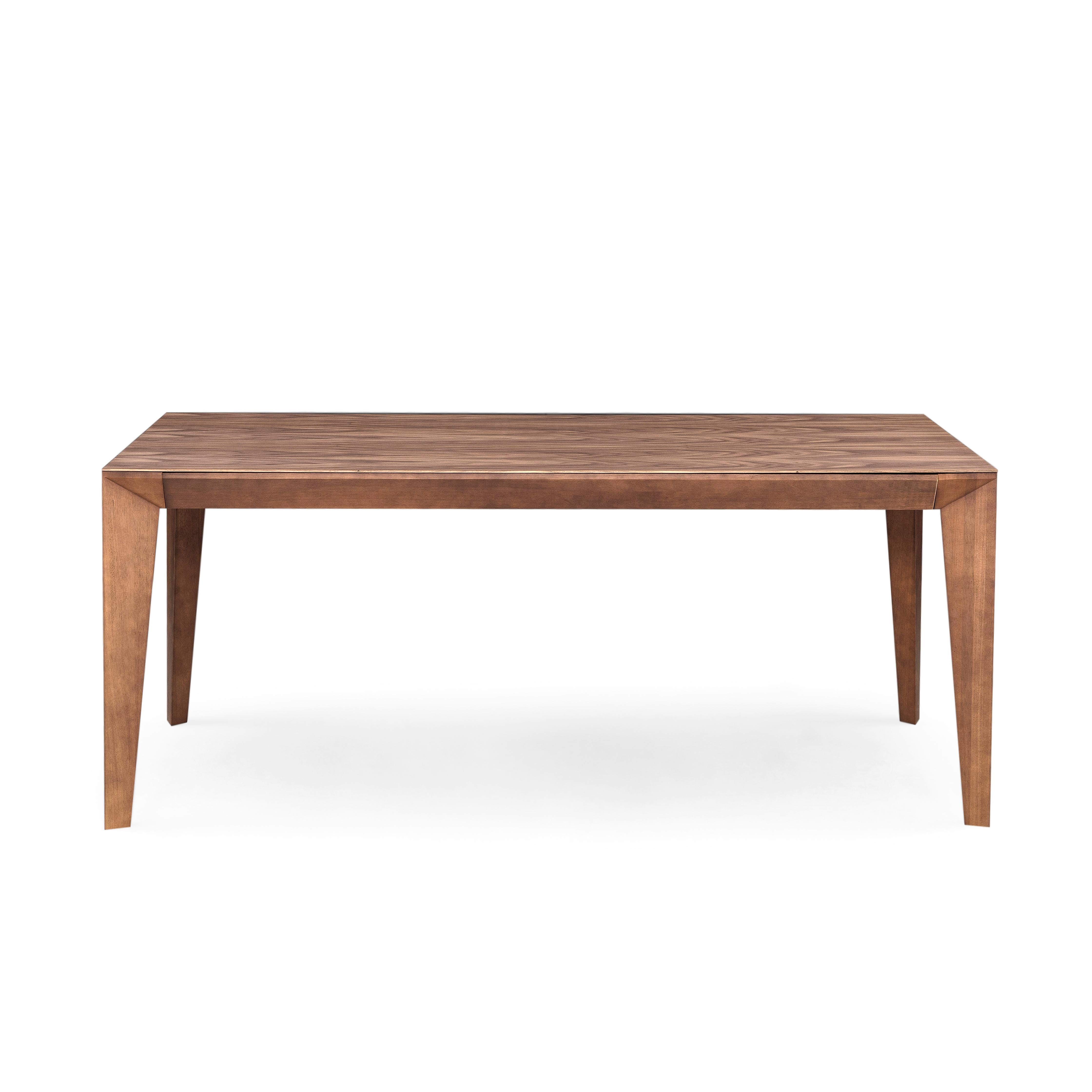 Luce Rectangular Dining Table with a Walnut Wood Veneered Table Top 71'' For Sale 1