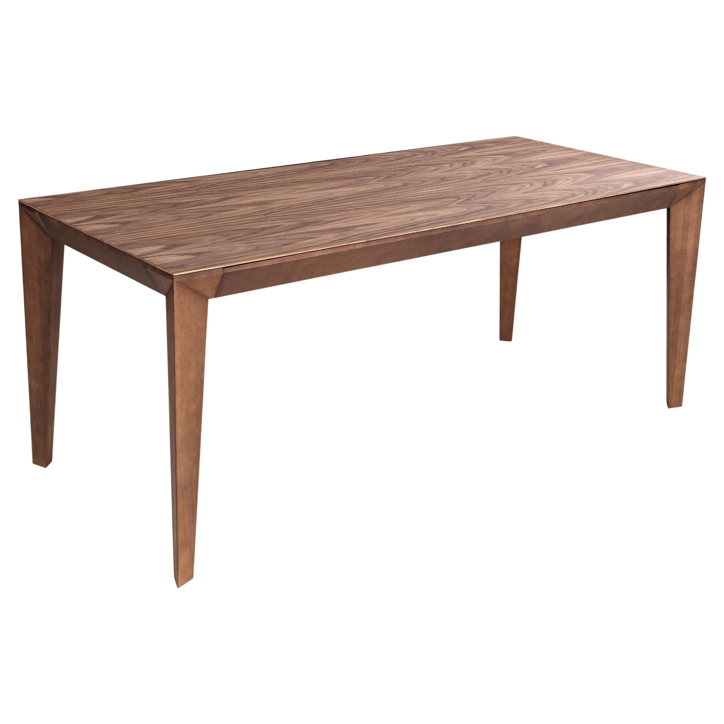 Luce Rectangular Dining Table with a Walnut Wood Veneered Table Top 71'' For Sale