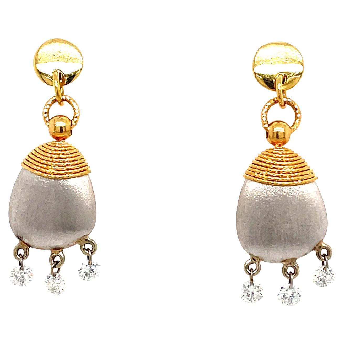 Lucea Gold and Diamond Earrings For Sale