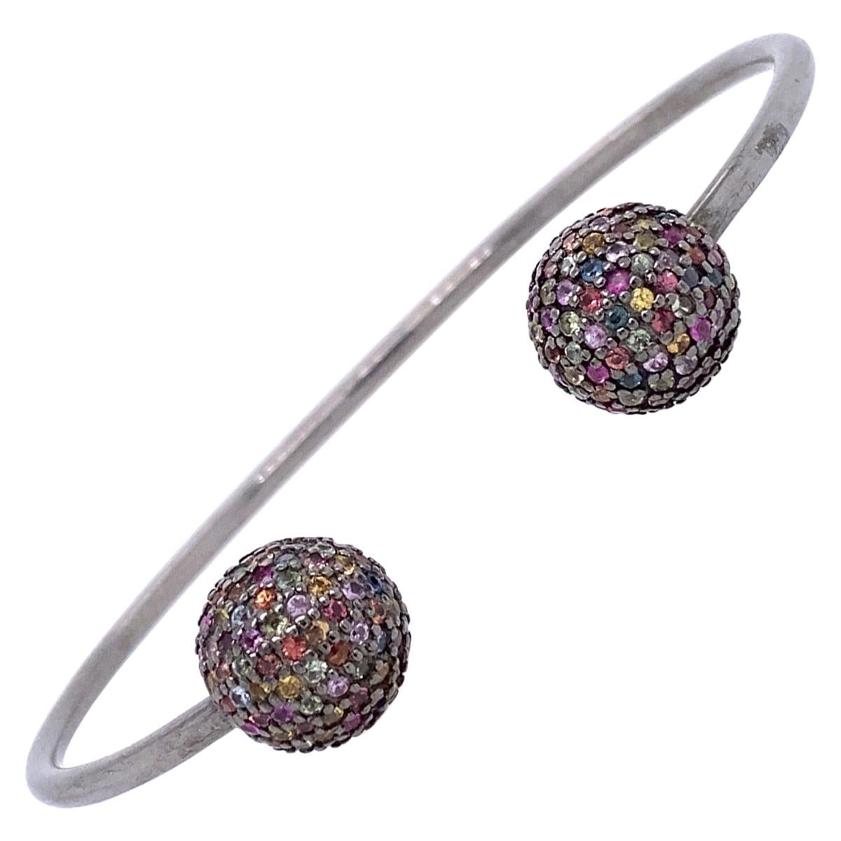 Lucea Mew York Multi-Color Sapphire Open Bangle Bracelet For Sale