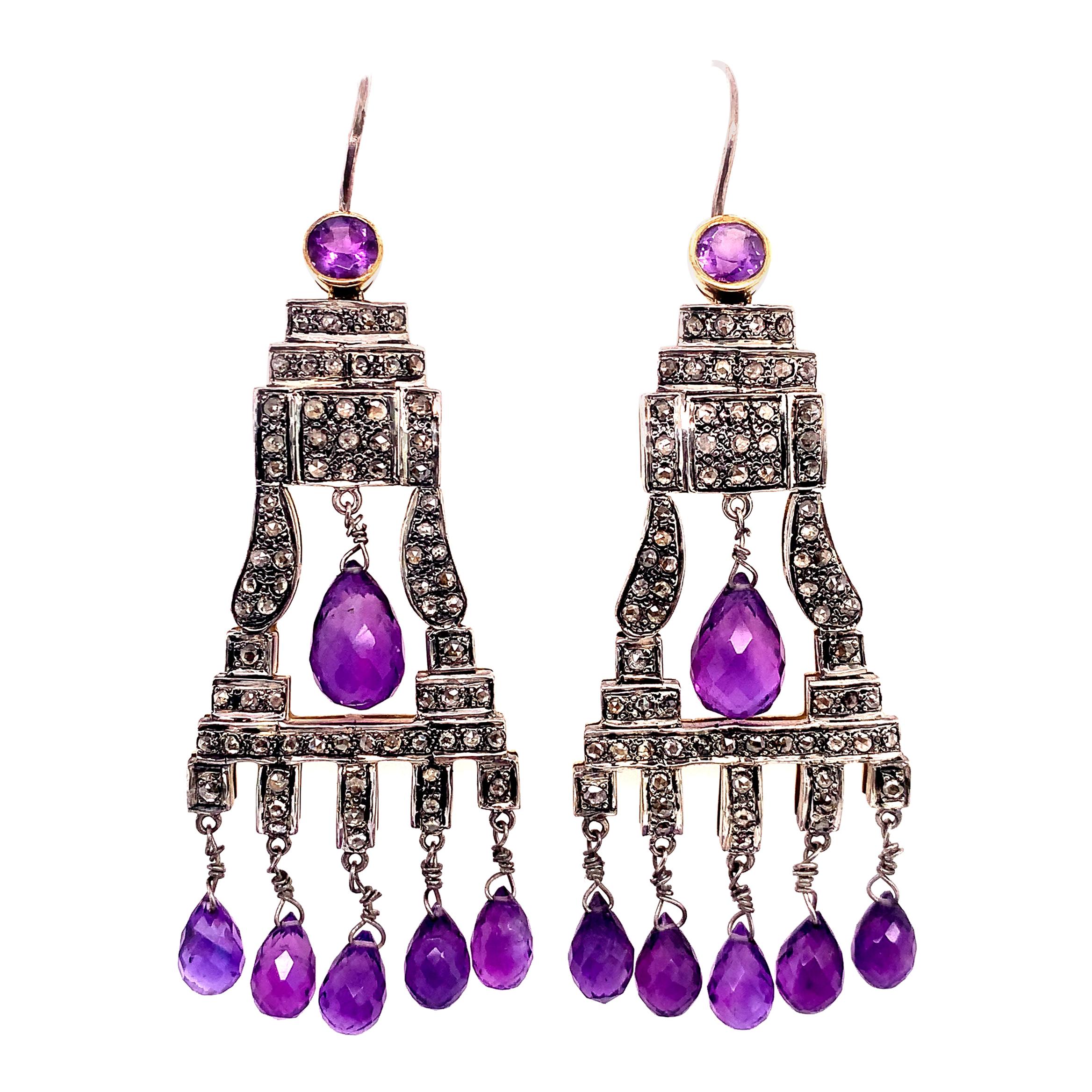 Lucea New York Amethyst and Diamond Chandelier Earring For Sale