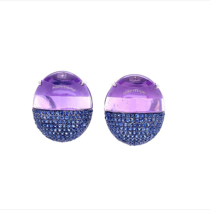 Contemporary Lucea New York Amethyst and Sapphire Earring For Sale