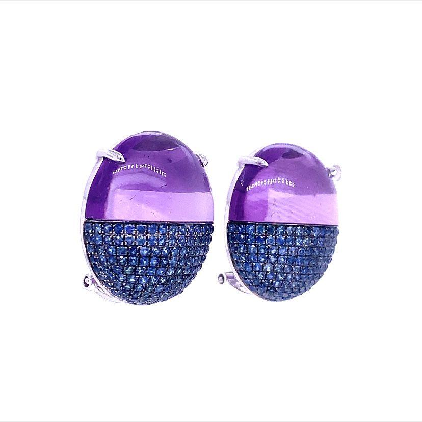Women's or Men's Lucea New York Amethyst and Sapphire Earring For Sale