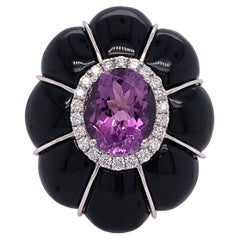 Lucea New York Ring mit Amethyst, schwarzem Onyx und Diamant