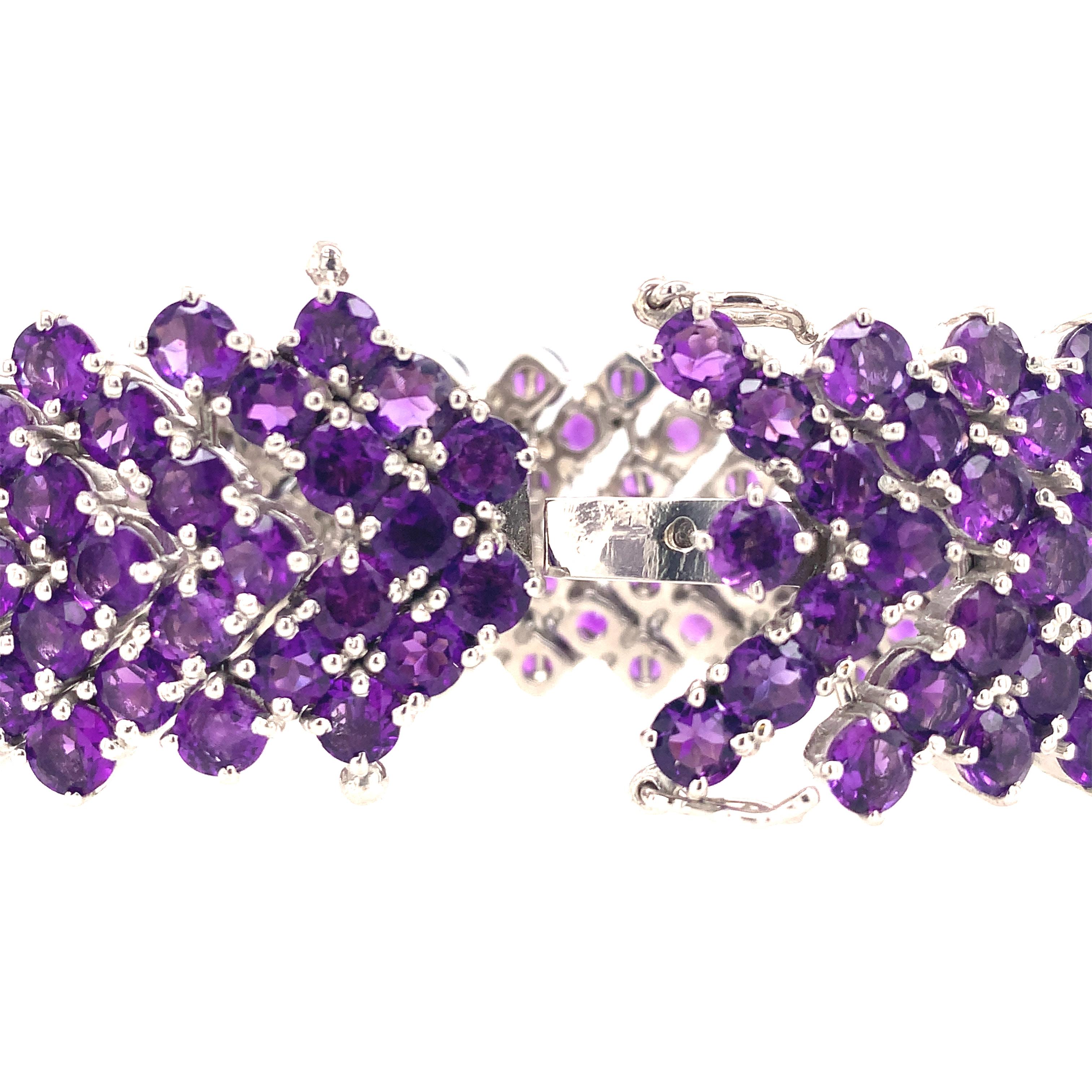 Contemporary Lucea New York Amethyst Silver Bracelet For Sale