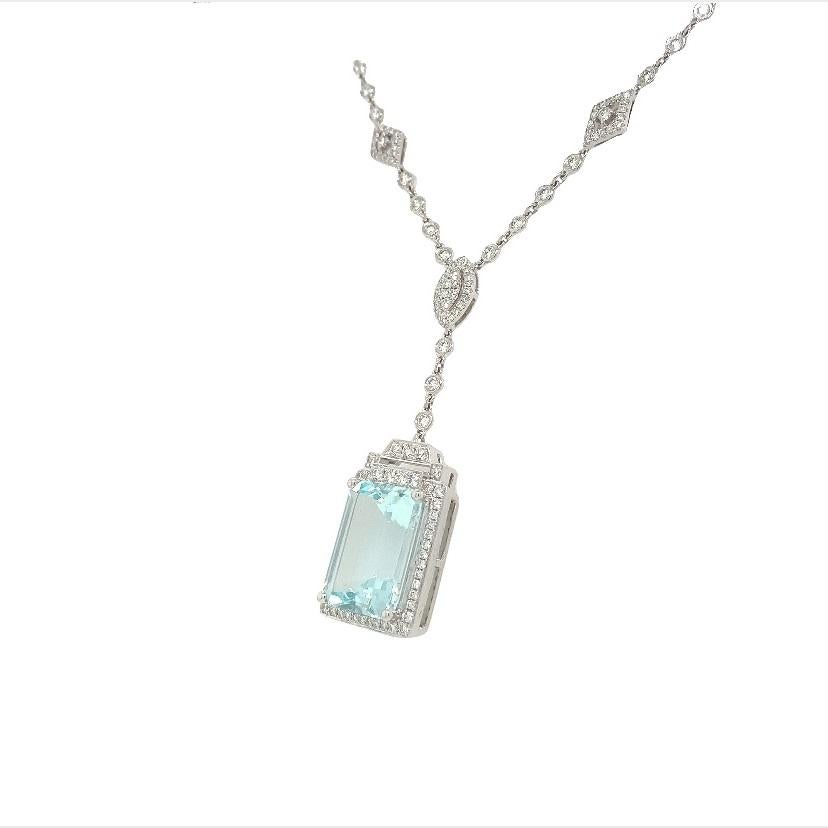 Contemporary Lucea New York Aquamarine and Diamond Necklace For Sale