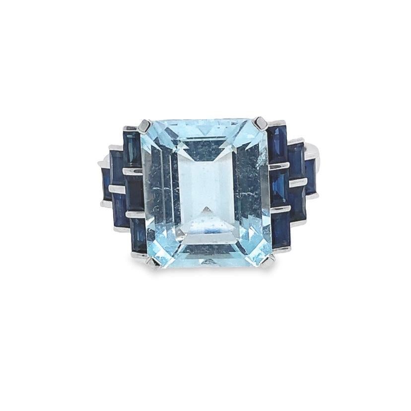 Contemporary Lucea New York Aquamarine and Diamond Ring For Sale