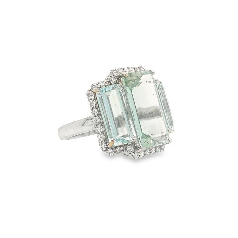 Women's Lucea New York Aquamarine and Diamond Ring For Sale