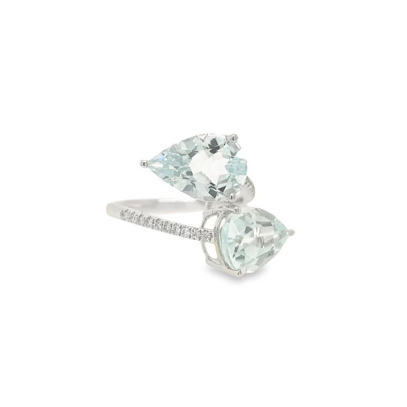 Mixed Cut Lucea New York Aquamarine and Diamond Ring For Sale