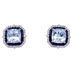 Lucea New York Aquamarine and Enamel Diamonds Earrings
