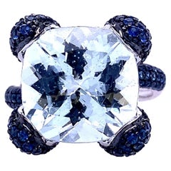 Used Lucea New York Aquamarine and Sapphire Ring