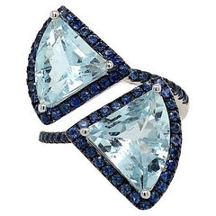 Lucea New York Aquamarine Blue Sapphire Fan Ring