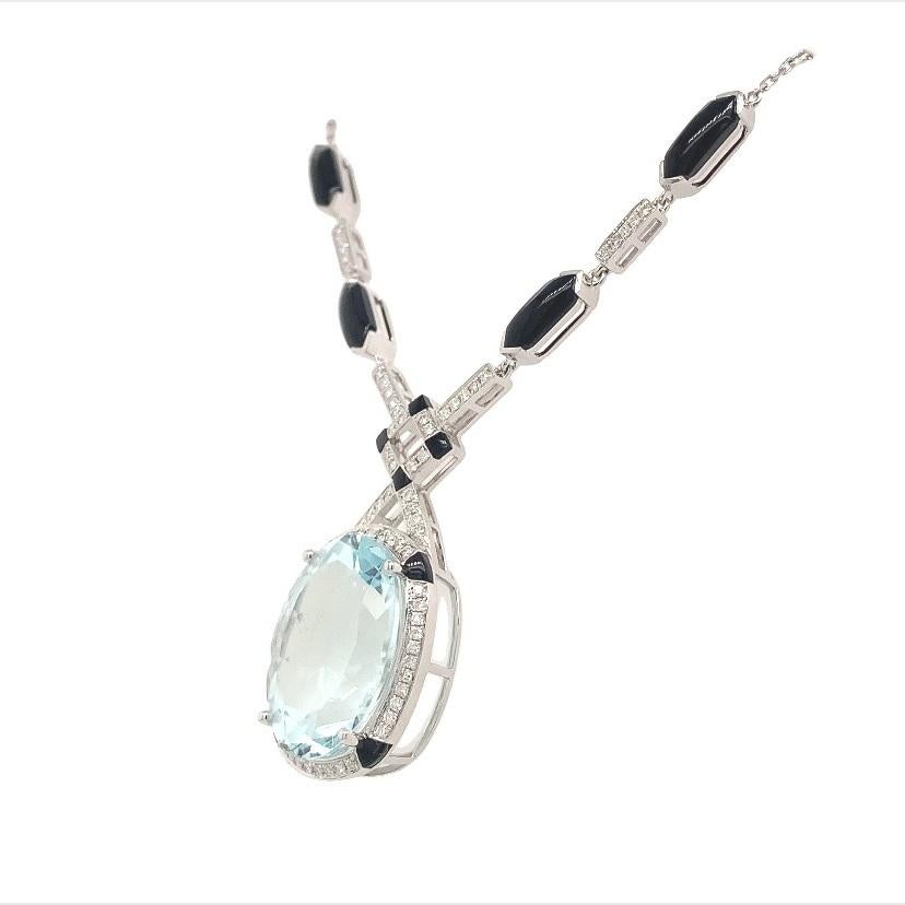Contemporary Lucea New York Aquamarine Diamond Agate Pendant For Sale