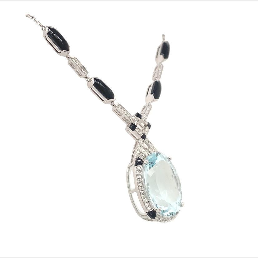 Mixed Cut Lucea New York Aquamarine Diamond Agate Pendant For Sale