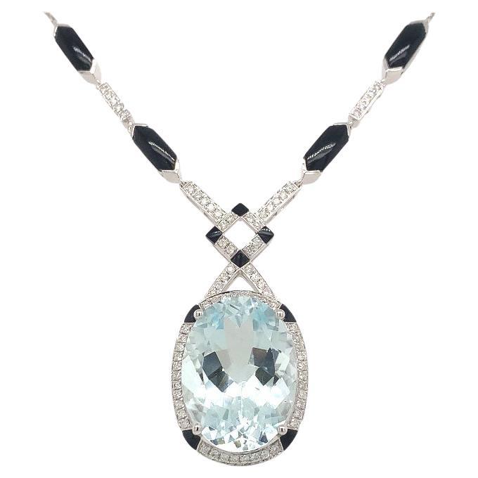 Lucea New York Aquamarine Diamond Agate Pendant For Sale