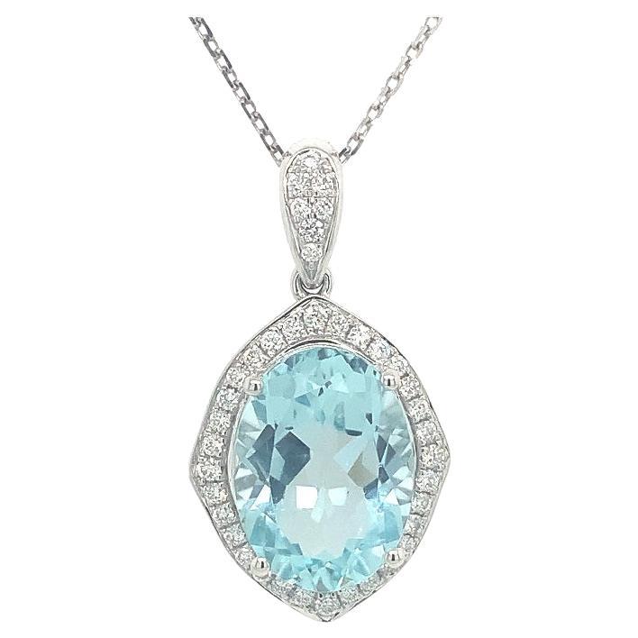 Lucea New York Aquamarine Diamond Pendant For Sale