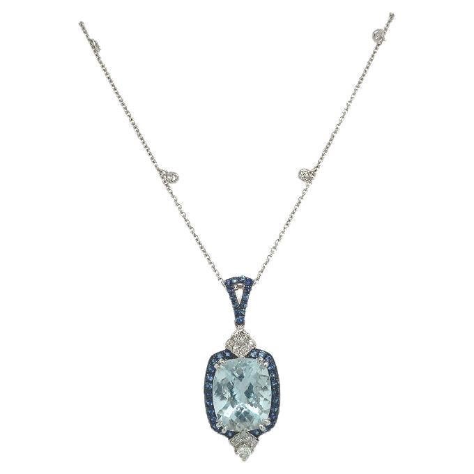 Lucea New York Aquamarine Diamond Sapphire Pendant For Sale