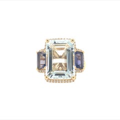Lucea New York Aquamarine, Iolite and Diamond Ring