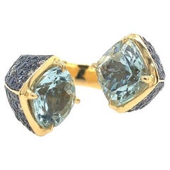Lucea New York Aquamarine, Sapphire and Diamond Ring