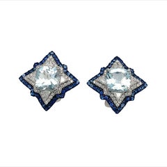 Lucea New York Aquamarine Sapphire Diamond Earrings
