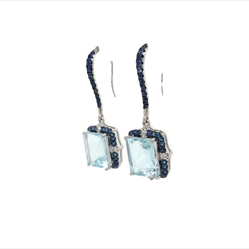 Contemporary Lucea New York Aquamarine Sapphire Diamond Earrings For Sale