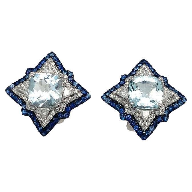 Lucea New York Aquamarine Sapphire Diamond Earrings For Sale
